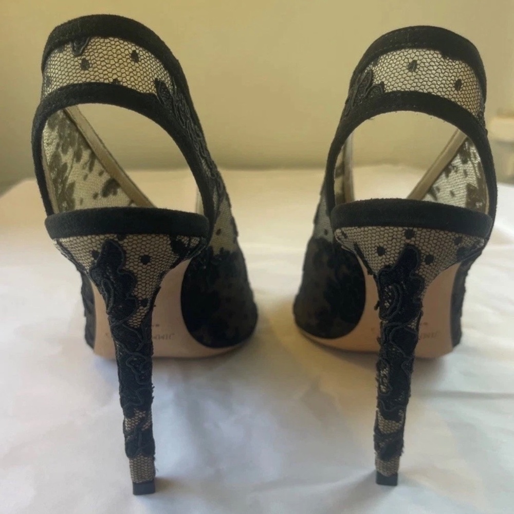 $1100 JIMMY CHOO SHAR SUPER SEXY FLORAL LACE Slingback HEELS SHOES 39.5/38.5 - Picture 4 of 10